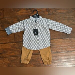 NWT Boys BEN SHERMAN Button Down Shirt & Pants Set